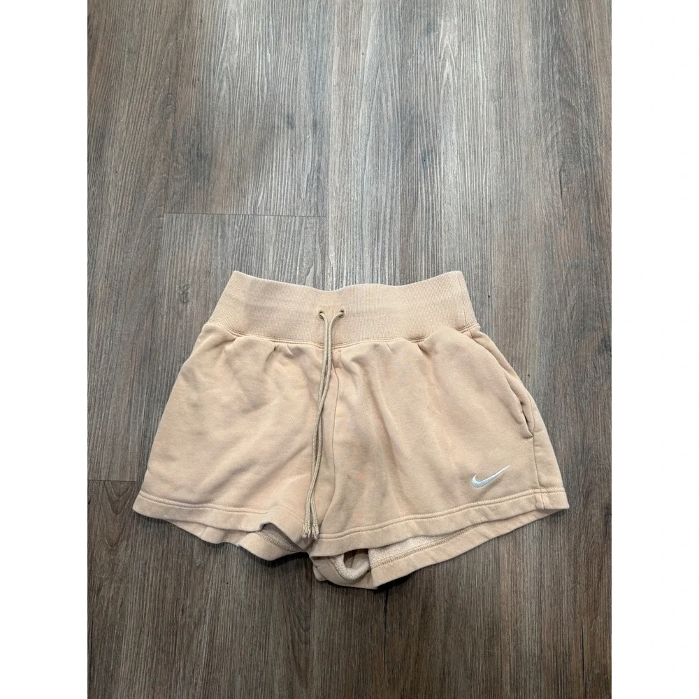 Nike Sportswear Phoenix Fleece High Rise Shorts Tan Beige Womens Small 4015